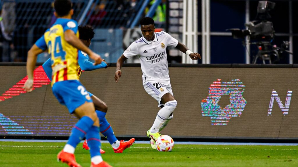 Vinícius Júnior em jogo do Real Madrid