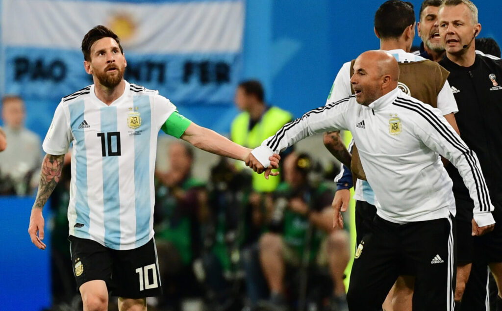 Sampaoli com Messi na Argentina