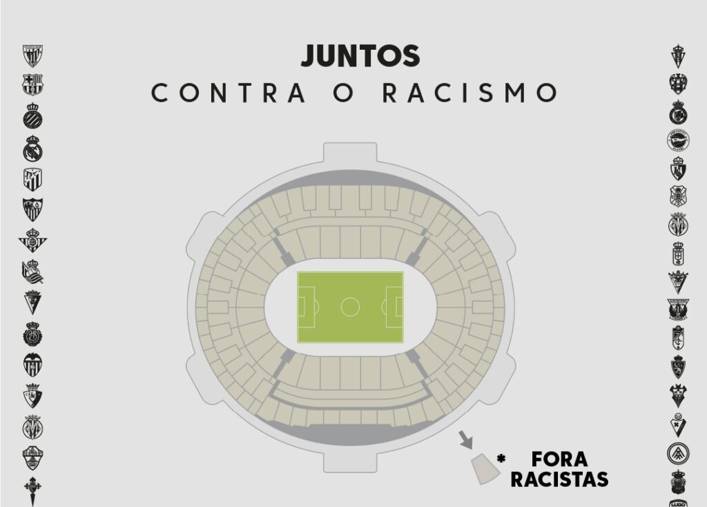 LaLiga exibe mensagem "Jutos Contra o Racismo" após novos ataques a Vini Jr