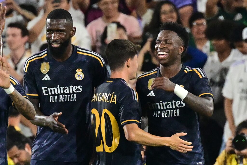 Vinícius Júnior comemora gol pelo Real Madrid