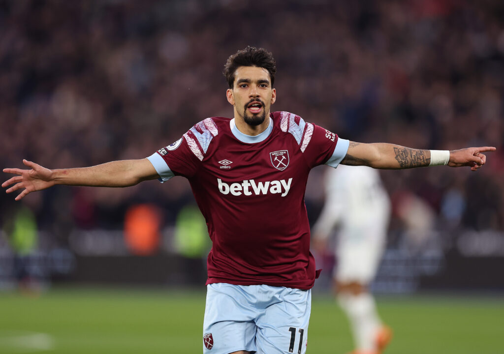 Lucas Paquetá comemora gol pelo West Ham