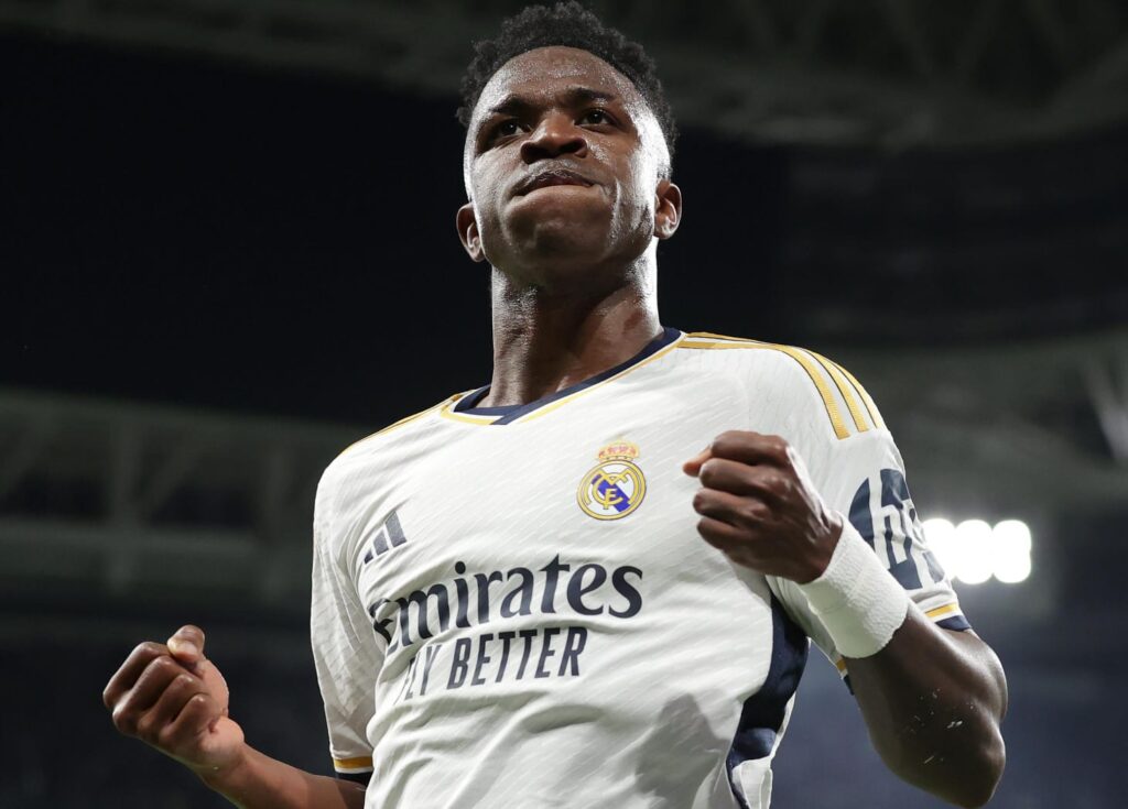 Vinícius Júnior comemora gol pelo Real Madrid