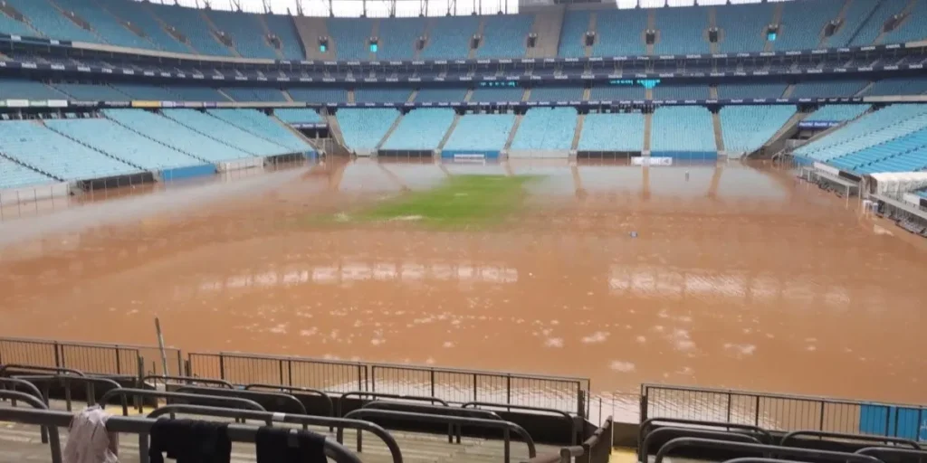 Arena do Grêmio no RS onde o Flamengo já jogou. Esposas dos jogadores ajudaram em campanhas de doações para as vítimnas das chuvas no sul