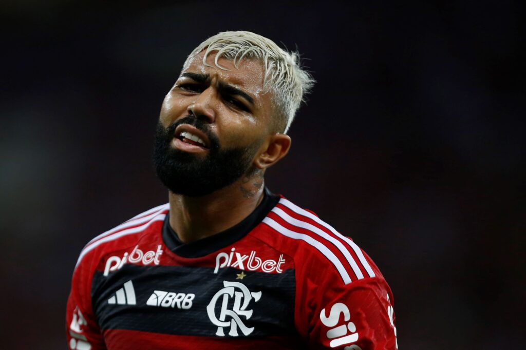 Gabigol durante jogo do Flamengo, em 2023