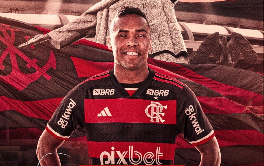 Arte do Flamengo para anúncio oficial de Alex Sandro