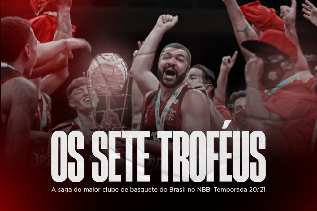 Olivinha e taça de campeão do Flamengo no NBB 20/21